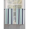 thumbnail image 3 of Tier Curtains 45 Inches Long, Turquoise Navy Blue Striped Window Treatment Curtain Drapes, Farmhouse Stripe Art Window Half Privacy Curtains for Bedroom Bathroom, 42"x45", 2 Panels, 3 of 7