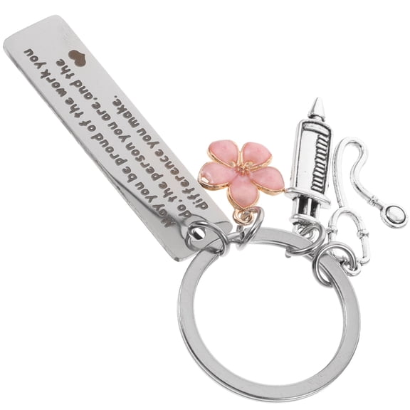 Soimiss Medical Key Ring Keychain Stainless Steel 1 Set