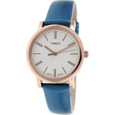 Timex Women's Originals T2P330 Blue Leather Analog Quartz Watch