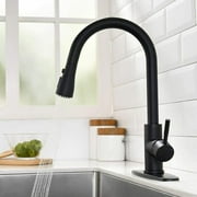 Matte Black Touch Sensor Kitchen Sink Faucet Pull Out Sprayer 10 inch Cover