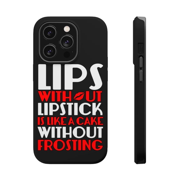 DistinctInk Tough Case for Apple iPhone 15 PRO (6.1" Screen), Compatible with MagSafe Charging - Lips Without Lipstick Cake Without Frosting