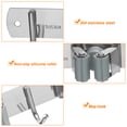 thumbnail image 4 of 2pcs Broom Holder Wall Mount, Stainless Steel Broom Organizer Self Adhesive with 3 Racks & 4 Hooks, Silver, 4 of 5