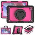 thumbnail image 4 of Samsung Galaxy Tab A7 Lite Heavy Case 8.7 Inch 2022 SM-T200/T205/T207 with Built-in Screen Protector, Dteck 3 in 1 Shockproof Bumper Full Body Drop Protection with 360° Ring Holder,Black+Rose, 4 of 8