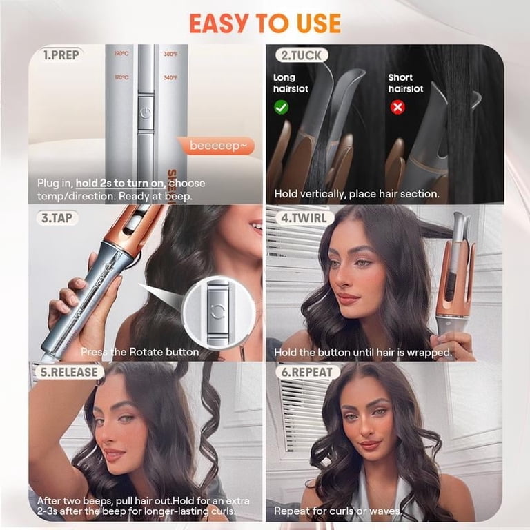 Automatic Curling Iron 1.25 Inch with 3 Temperatures, 2-Way