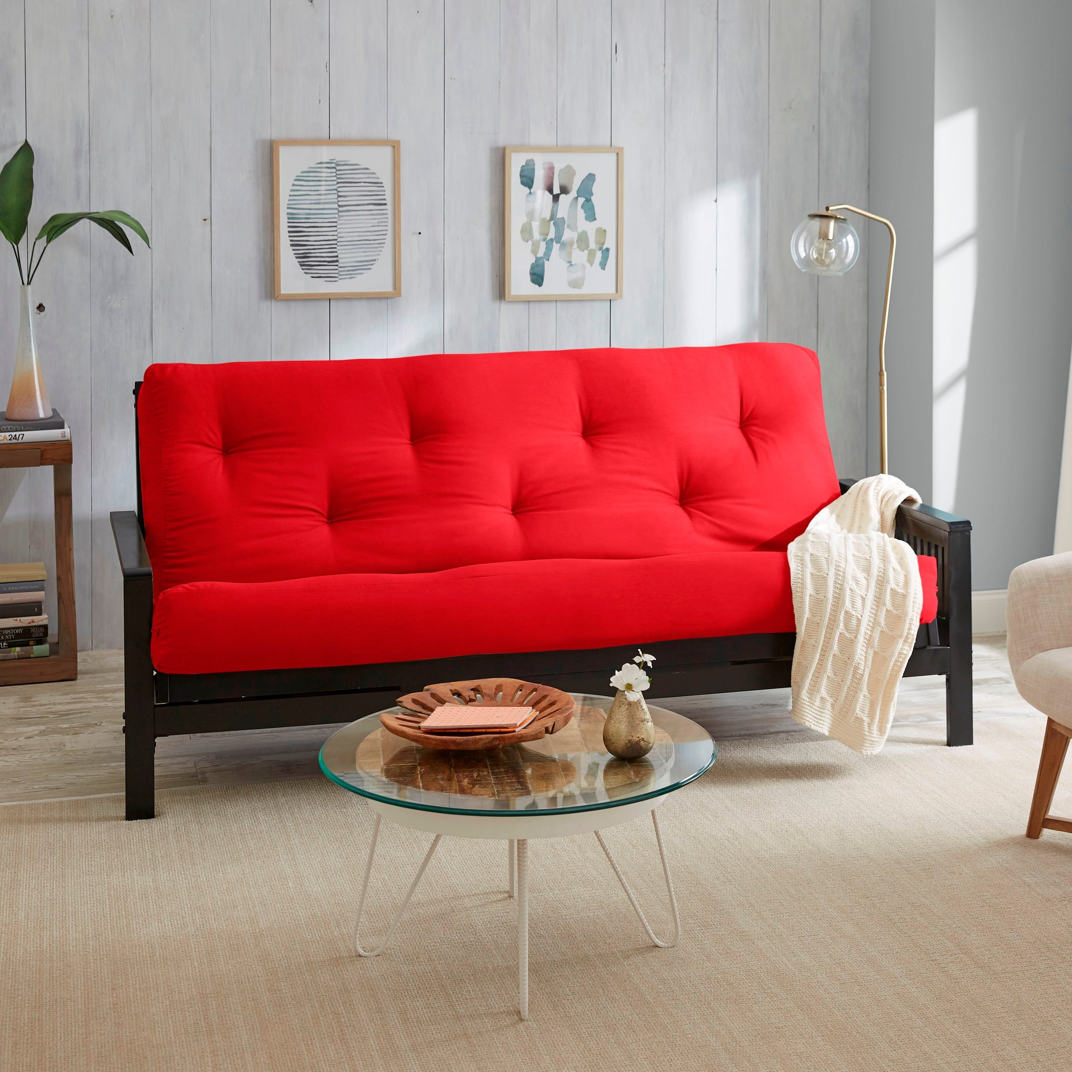 Humble and Haute Full Size 6 inch Red Suede Futon  Mattress  