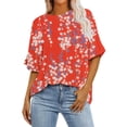 thumbnail image 1 of Blouses pour Femmes, Mode Décontractée, Manches Courtes Raccourcies, Chemise Ample Imprimée, 1 of 5