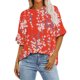 thumbnail image 1 of Camisas de Manga Corta para las Mujeres Blusa Suelta de Impresión Recortada Casual, 95% Poliéster 5% Spandex Top para Gimnasio, Diario Y Verano, 1 of 5
