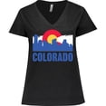 thumbnail image 3 of Inktastic Colorado Flag and Skyline Women's Plus Size V-Neck T-Shirt, 3 of 5