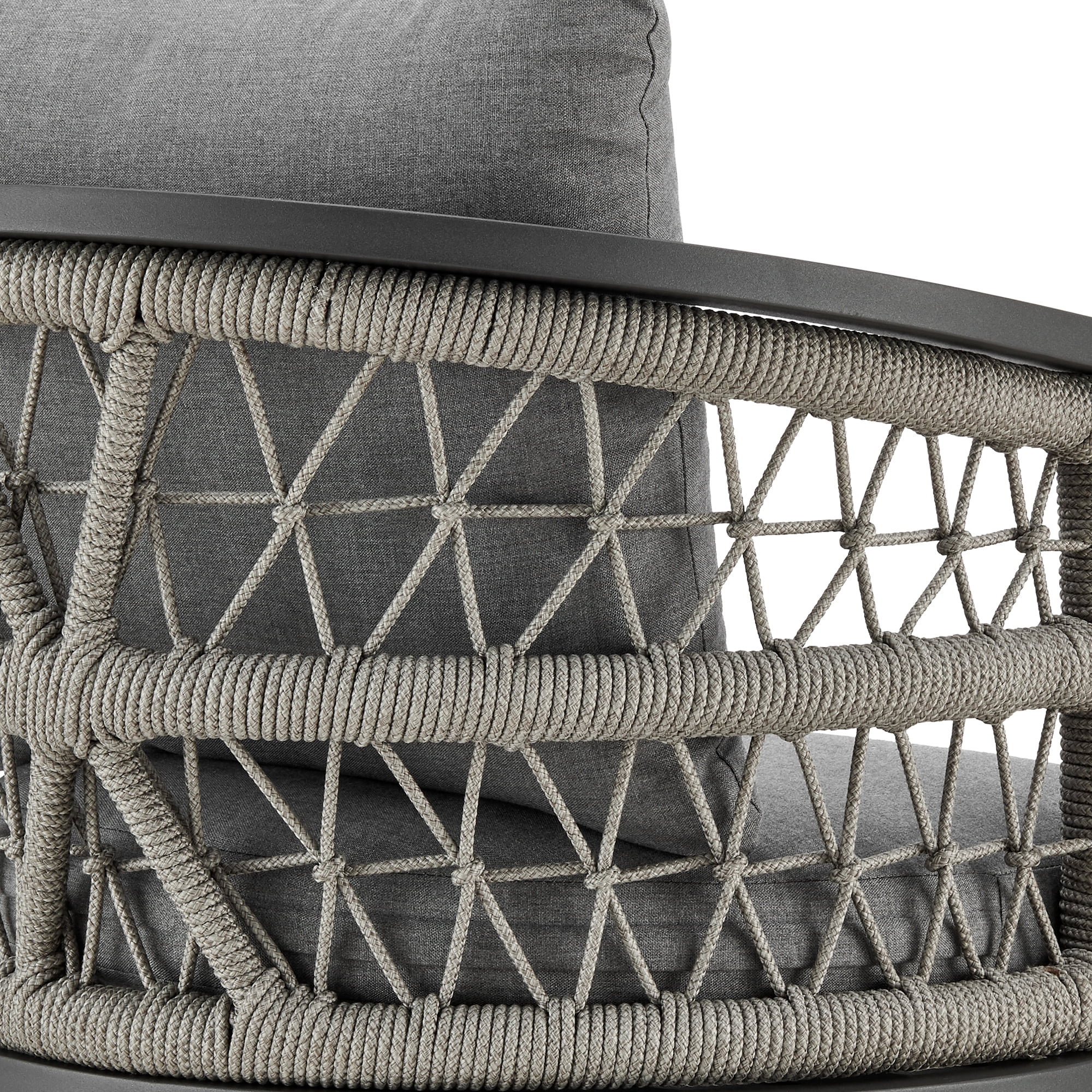 Zella Outdoor Patio Bar or Counter Stool in Aluminum with Rope and Cushions