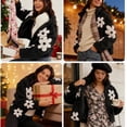 thumbnail image 3 of Womens Floral Print Fleece Jackets Winter Sweatshirt Zipper Cropped Coat Casual Long Sleeve Outwear, 3 of 4