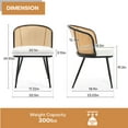 thumbnail image 3 of Foreate Set of 2 Modern Rattan Dining Chairs Mid-Century Cane Back, Curved Arm, Faux Leather Upholstered - 300 lbs Capacity, Quick Assembly for Home & Office White, 3 of 8