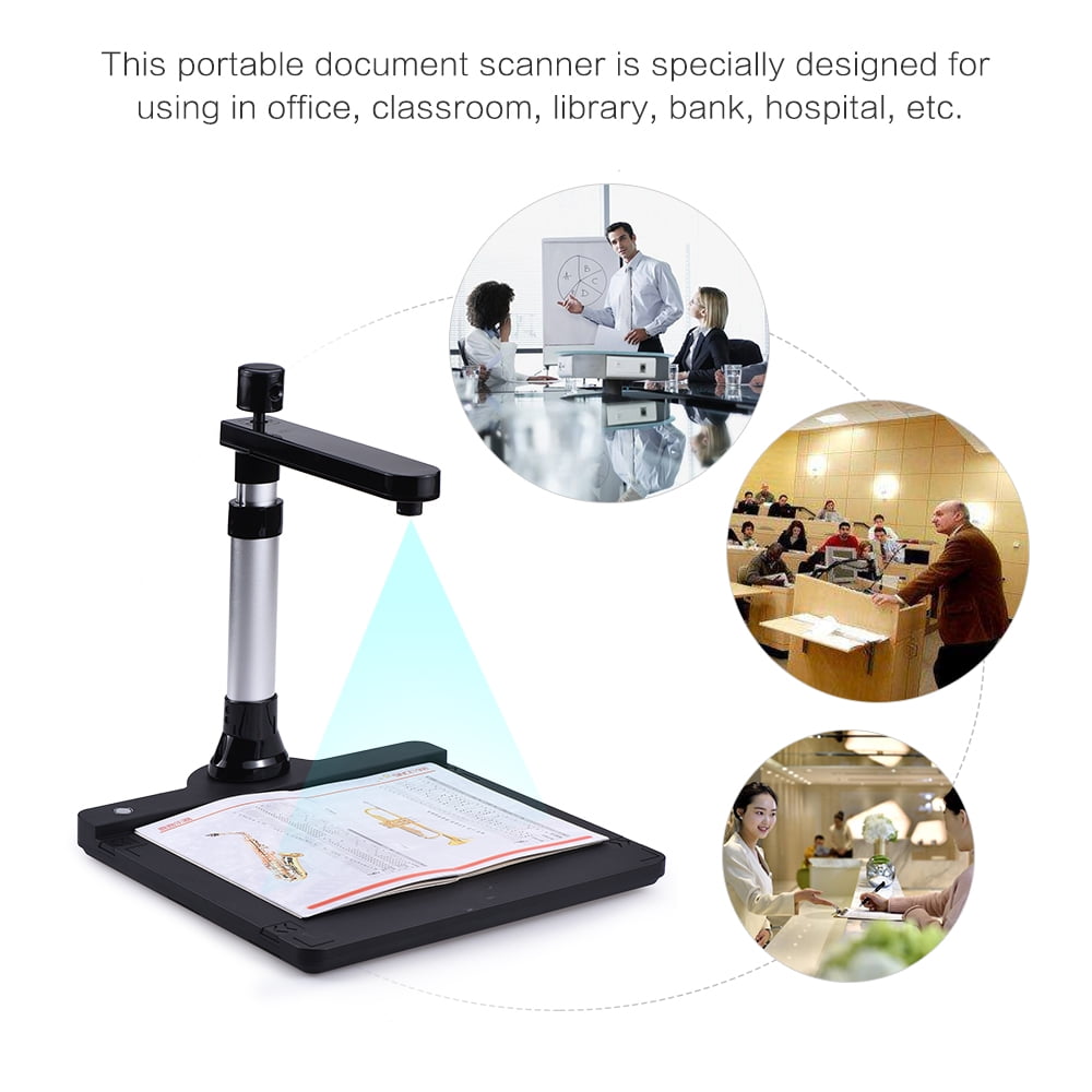 Teams Seesaw Portable Document Camera and Visualizer，8MP High Definition Scanner Max A3 Templates for Office Education Training Classroom Library Bank with Zoom OBS G-Suite Skype 