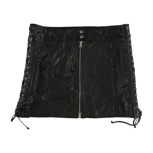 McQ Womens Lace-Up A-line Falda, Negro, 14