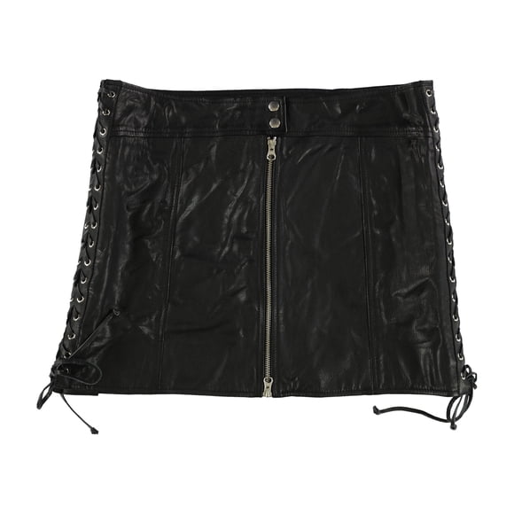McQ Womens Lace-Up A-line Falda, Negro, 14