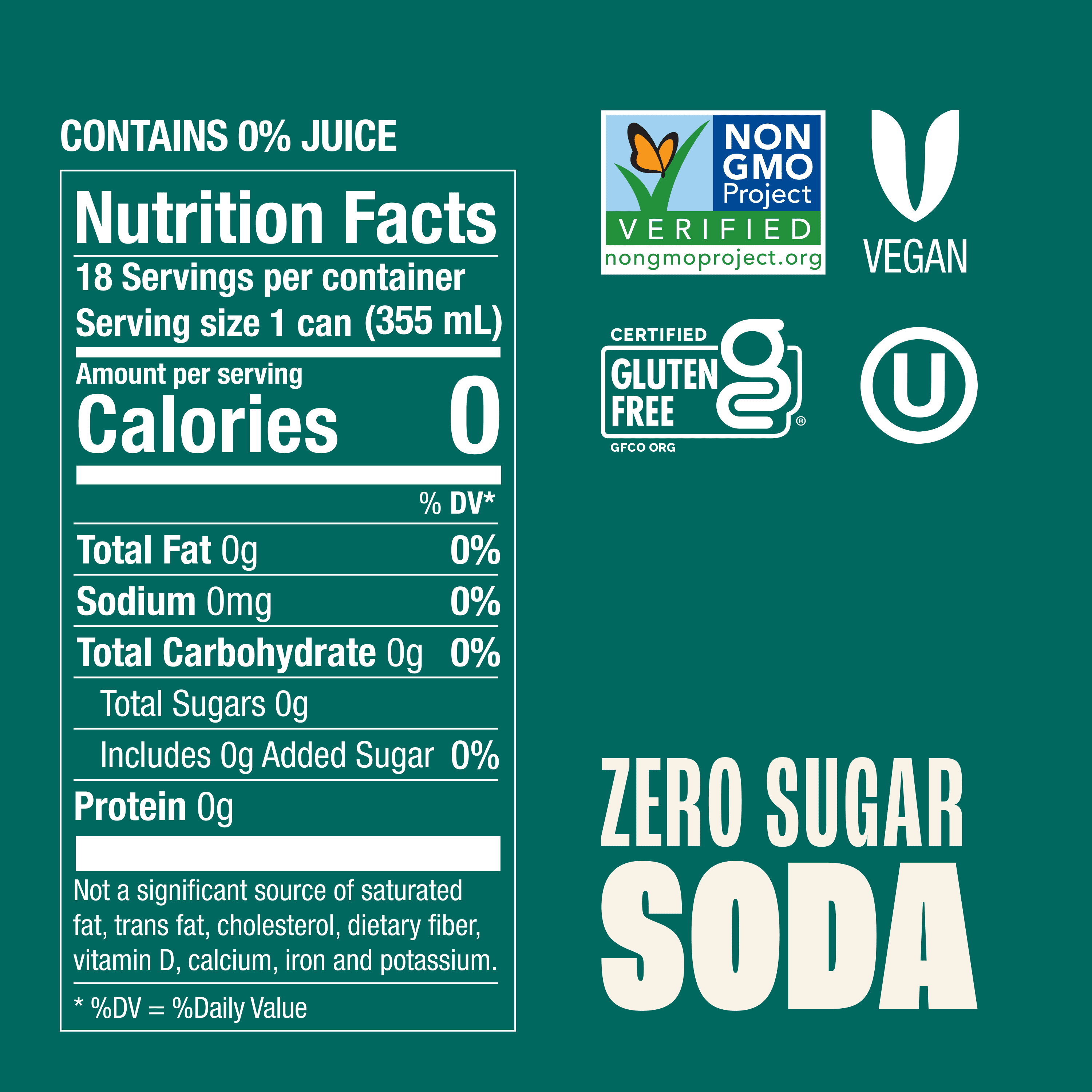 Zevia Fruity Variety 18 Pack:Black Cherry,Grape,Mountain Zevia,Orange,Cherry Cola,Cran-Raspberry