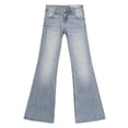 thumbnail image 5 of RUTAYY Women's Flare Jeans Light Wash Low Rise Stitched Back Pocket Detail Vintage Stretch Denim Bootcut Pants Blue, 5 of 6