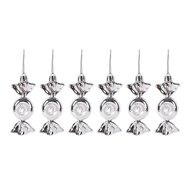 Toystoory Adornos lindos para árbol de Navidad para decoración festiva hechos de plástico resistente ABS colgante de Año Nuevo Kits de decoración para fiestas plata