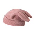 thumbnail image 5 of segolike Cute Rabbit Ear Knitted Hat Knit Hat Adults Warm Hat Casual Headgear Comfortable Beanie for Hiking Camping Outdoor Pink, 5 of 8
