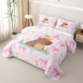 thumbnail image 3 of Erosebridal Cute Capybara Duck Twin Quilt Set for Teens,Dreamy Bow Flowers Twin Coverlet Set Boy Girls, 3 of 7