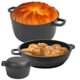 thumbnail image 5 of Tebru 2-in-1 Pre-Seasoned Cast Iron Double Dutch Oven with Lid - Dual Handles - Enameled Cast Iron Pot Cookware - Use in the Oven, on the Stove, on the Grill or over the Campfire - Black, 5QT, 5 of 13
