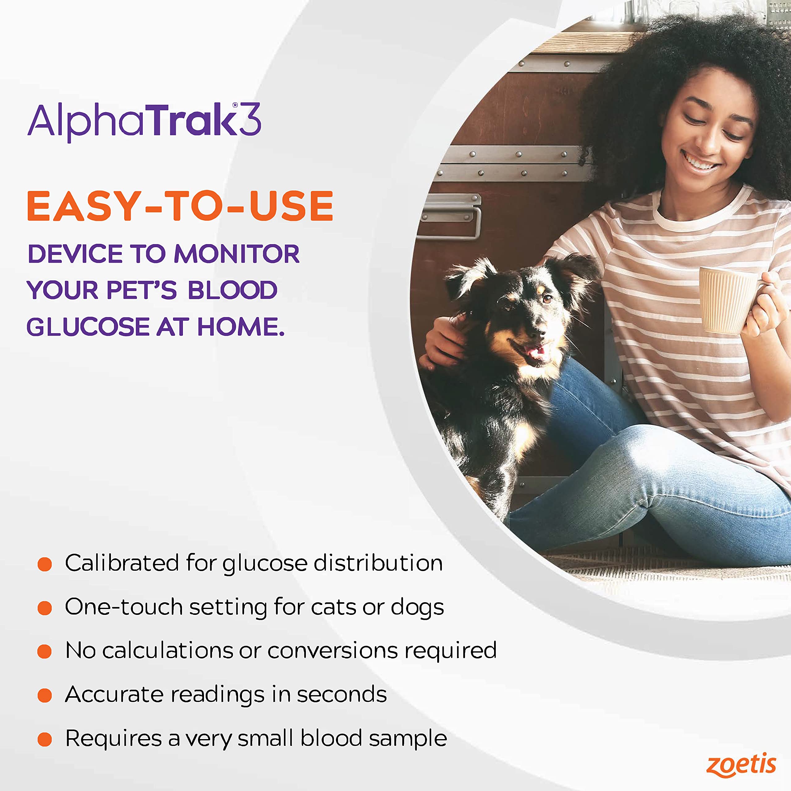 AlphaTrak 3, 8 Piece Pet Blood Glucose Monitoring Kit for Diabetic Cats, Dogs, and Horses All-in-One Solution for in-Clinic Or at Home, with Digital Results