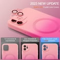 thumbnail image 4 of Magnetic Case for iPhone 11 6.1 inch, Bi-Color Case Compatible with MagSafe Charger Clear Cover with Camera Lens Protector Soft Silicon Phone Case - Pink Red, 4 of 14