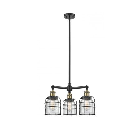 

Black Antique Brass Tone Chandeliers 19 Wide Seedy Glass Steel/Cast Brass Medium Base LED 3 Light Fixture