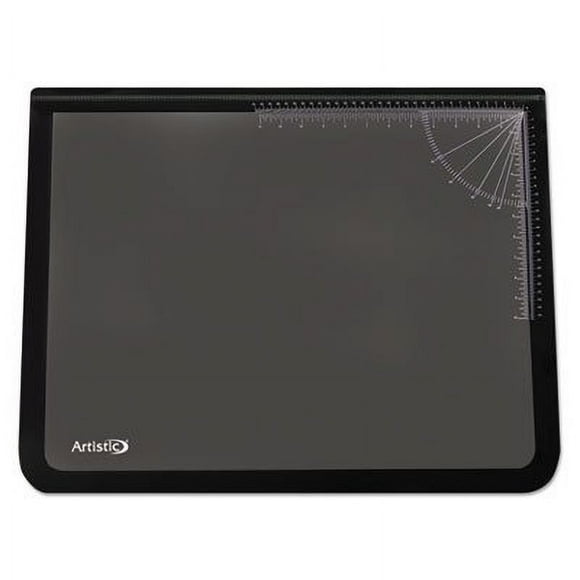Lift-Top Pad Desktop Organizer with Clear Overlay, 24 x 19, Black
