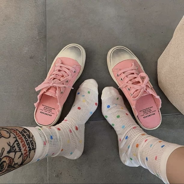 Zhuge 10 pares de calcetines finos de algodón para mujer, calcetines de algodón suave para mujer por encima del tobillo (blanco A23)