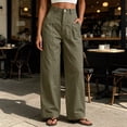 thumbnail image 5 of akafmk Womens Wide Leg Dress Pants High Waist Pleated Work Pants Twill Stretch Summer Fall Business Casual Pants with Pockets, Size M, 5 of 8