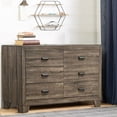 thumbnail image 4 of 6 Drawer Wooden Dresser with Metal Pulls and Tapered Legs Brown, 4 of 6
