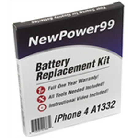 Apple iPhone 4 A1332 Battery Replacement Kit with Tools, Video Instructions, Extended Life Battery and Full One Year (Best Iphone 4 Battery Replacement)