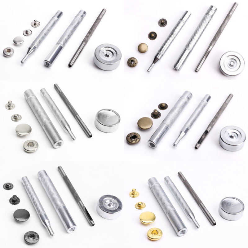 50 Metal Poppers Snap Clasp Fasteners Press Stud Kit Leather Craft Jacket Button 