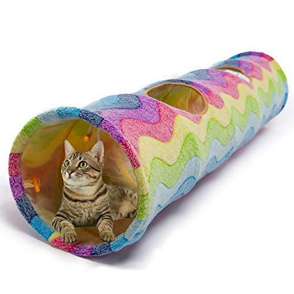 Luckitty Collapsible Tunnel Tube Large Cat Toys With Plush Balls