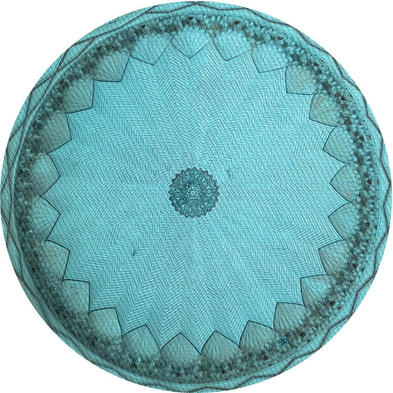 Ahgly Company Machine Washable Indoor Round Transitional Deep-Sea Green Area Rugs, 3' Round