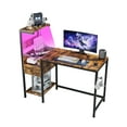 thumbnail image 4 of Furnibear Computer Desk with Power Outlet & Storage Shelves, Study Writing Table with USB Ports Charging Station, PC Desk Workstation for Home Office, Brown, 4 of 10