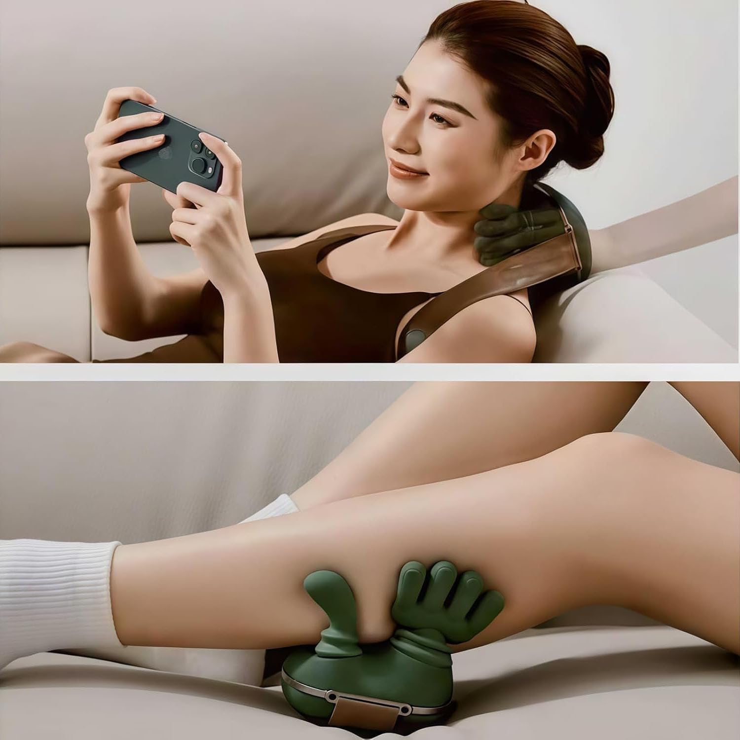 Neck Massager with Heat - Portable Shoulder & Back Massager with Bionic Fingers, Deep Tissue Shiatsu Massage Tools & Device for Pain Relief, Rechargeable, Birthday Christmas Gifts for Adults