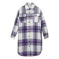 thumbnail image 5 of zaveiop Womens Plaid Shacket Jacket Long Corduroy Shirt Casual Lapel Button Down Flannel Trench Coats (Purple, S), 5 of 5