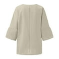 thumbnail image 5 of Daznico Hauts pour Femmes, Hauts d'Été pour Femmes, T-Shirts à Manches 3/4 Col Rond Imprimé Floral Ample Décontracté Tunique en Lin Blouse, T-Shirts pour Femmes, Chemises pour Femmes, 5 of 5