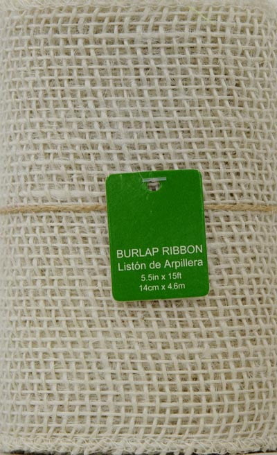 Mainstays 5.5"X15' Burlap Ribbon White Loose Weave , 1 Each