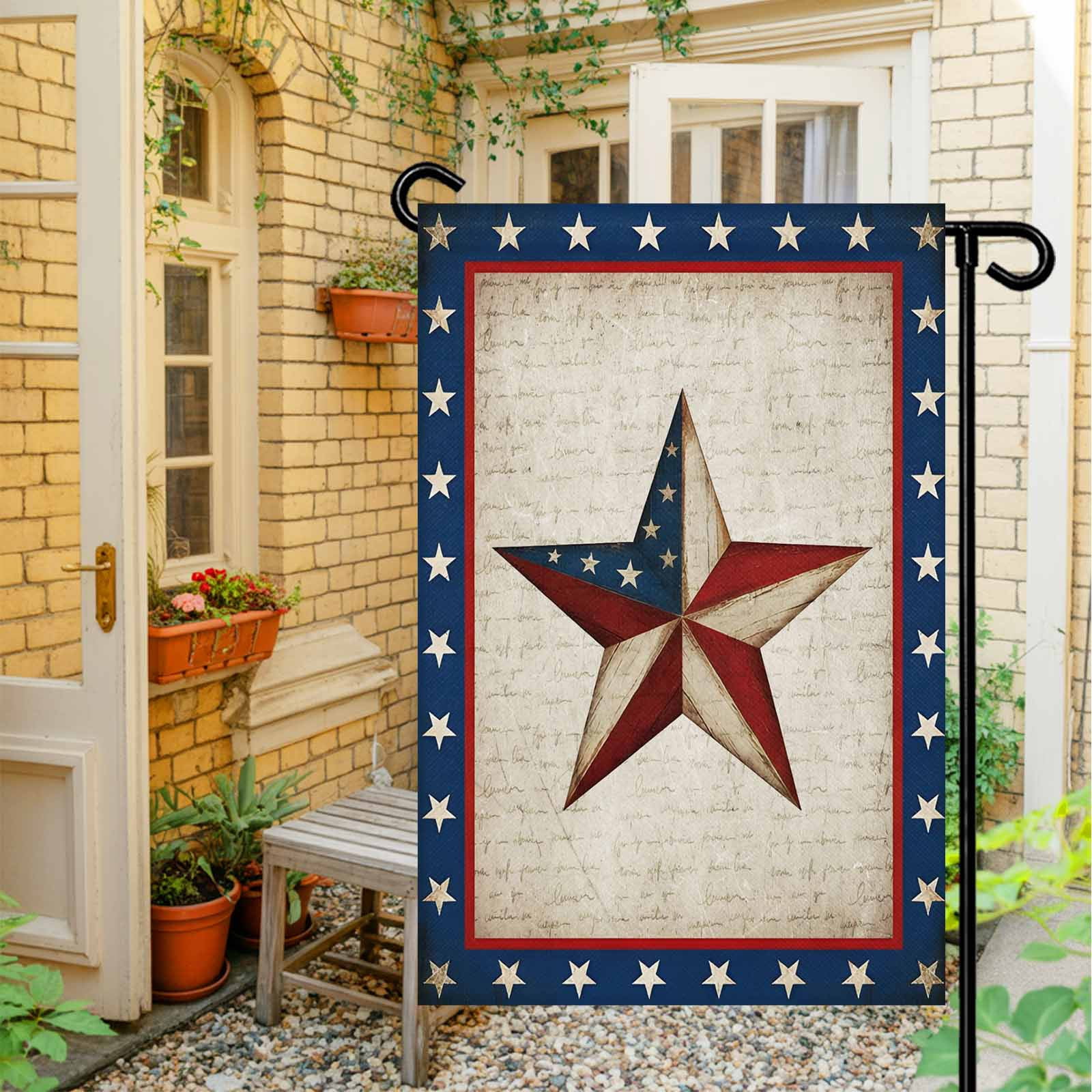 4th of July Garden Flags Patriotic Star Stripes Garden Flag Double Sided Welcome Flag Red White and Blue Independence Day Yard Flags for Outdoor Lawn Porch Memorial Day Holiday Decor 28x40 Inch