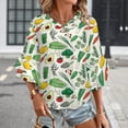 thumbnail image 3 of Veggies Women's V-Neck Blouse With 3/4 Ruffled Bell Sleeves Casual Top Ladies Blouses, 3 of 7