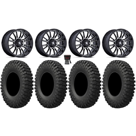 MSA ThunderLips 15" Wheels Machined 35" MotoCrusher Tires Can-Am Maverick X3 / Honda Pioneer 1000 / Talon