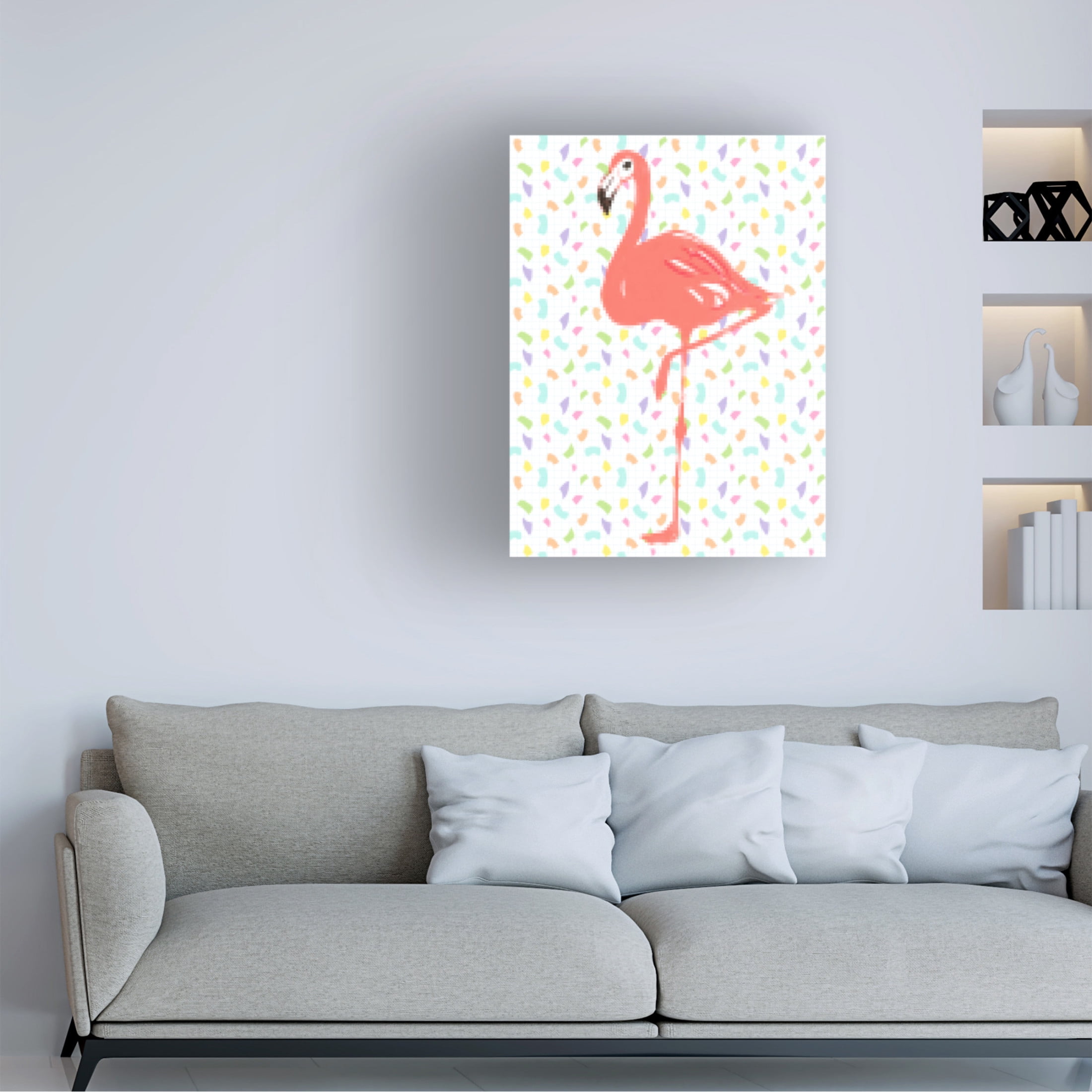 Trademark Fine Art June Erica Vess Flamingo Pixel Party I Canvas Wall Art