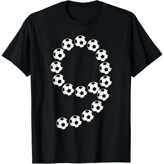 9th Birthday Football Soccer Boys Kids 9 Nine Years Old T-Shirt