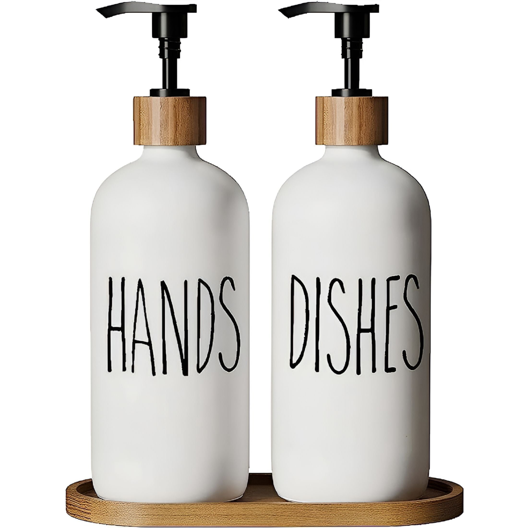 ACDANC Soap Dispenser,Dish Soap Dispenser for Kitchen Sink,Glass Hand Soap Dispenser,Modern Farmhouse Decor Dish Soap Dispenser for Bathroom,Kitchen Sink Decor (White Set)