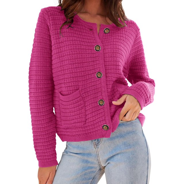 Cardigans pour Femmes 2023 Automne Ouvert devant Boutonné Manches Longues Poches Chemise en Tricot Épais Décontractée