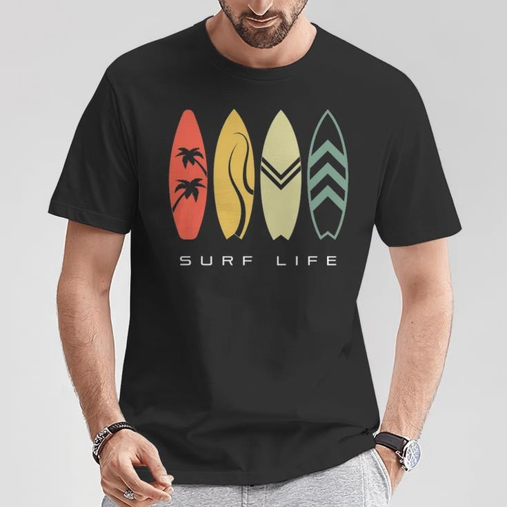 Surfing Apparel Surfer Graphic Tee Unisex Adult Cotton Casual Ocean Wave Rider T-Shirt for Beach and Water Sports Enthusiasts, Size 4XL, Color Black