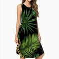 thumbnail image 2 of Gold Chains Tropical Leaves Pattern Casual Sleeveless Loose Sundress Dress For Women Summer Dress Daily Woman, 2 of 4