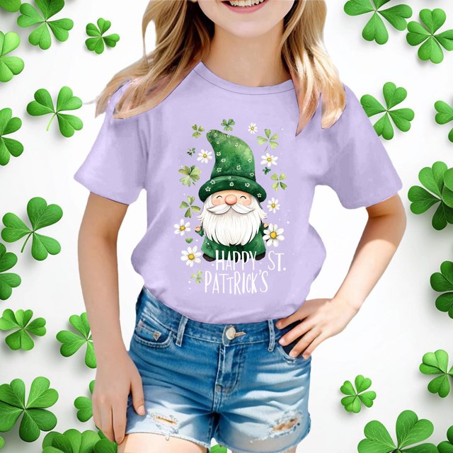 WEAIXIMIUNG T-Shirt Imprimé à Manches Courtes pour Enfants de la Saint-Patrick, Chemise Décontractée 120